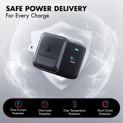 PD 20W & PD 30W GaN Charger, Type-C Fast Charger Compatible for iPhone 17/16/16 Pro Max/15 Series/iPad Pro, Smartphones & Tablets, QC 3.0,Compact Foldable Plug Design, Smart Power Delivery in Kuwait