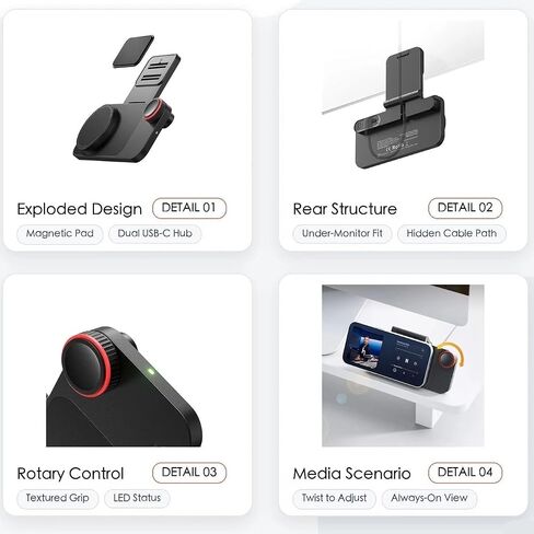 CW15 Wireless Charger with Qi2, Magnetic Monitor‑Clip Wireless Charger, Under-Monitor Setup, Always Ready at a Glance, Compatible with iPhone Standby Mode for Desktop Office Workspace in Kuwait