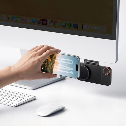 CW15 Wireless Charger with Qi2, Magnetic Monitor‑Clip Wireless Charger, Under-Monitor Setup, Always Ready at a Glance, Compatible with iPhone Standby Mode for Desktop Office Workspace in Kuwait