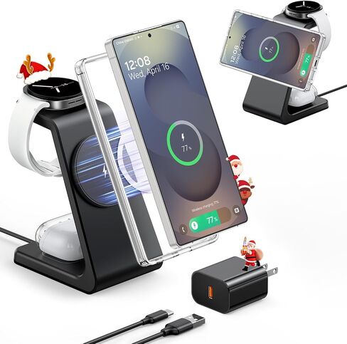 Magnetic Wireless Charger for Samsung, 3 in 1 Mag-Safe Charging Station for Galaxy Watch Ultra/8/7/6, Galaxy Watch Charger, Mag-Safe Charger for S26 Ultra S25 S24 S23 S22/ Z Fold7/ Flip7, Galaxy Buds in Kuwait