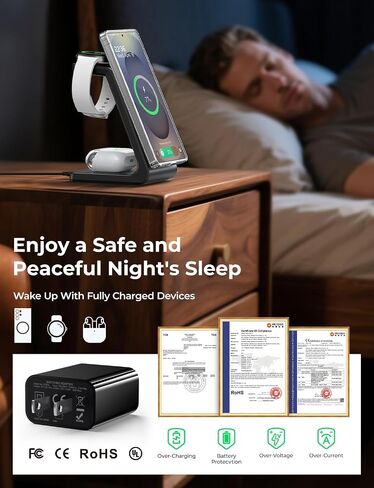 Magnetic Wireless Charger for Samsung, 3 in 1 Mag-Safe Charging Station for Galaxy Watch Ultra/8/7/6, Galaxy Watch Charger, Mag-Safe Charger for S26 Ultra S25 S24 S23 S22/ Z Fold7/ Flip7, Galaxy Buds in Kuwait
