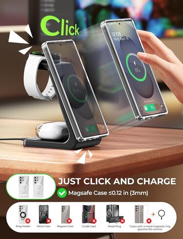 Magnetic Wireless Charger for Samsung, 3 in 1 Mag-Safe Charging Station for Galaxy Watch Ultra/8/7/6, Galaxy Watch Charger, Mag-Safe Charger for S26 Ultra S25 S24 S23 S22/ Z Fold7/ Flip7, Galaxy Buds in Kuwait