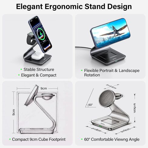 3-in-1 Wireless Charging Station for iPhone, Apple Watch & AirPods in Kuwait
