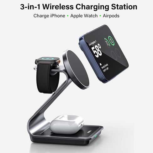3-in-1 Wireless Charging Station for iPhone, Apple Watch & AirPods in Kuwait