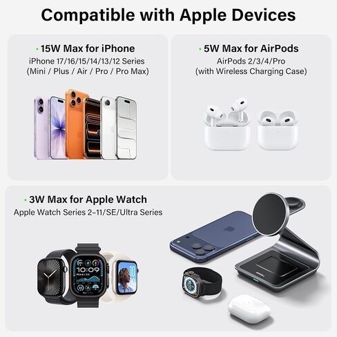 3-in-1 Wireless Charging Station for iPhone, Apple Watch & AirPods in Kuwait
