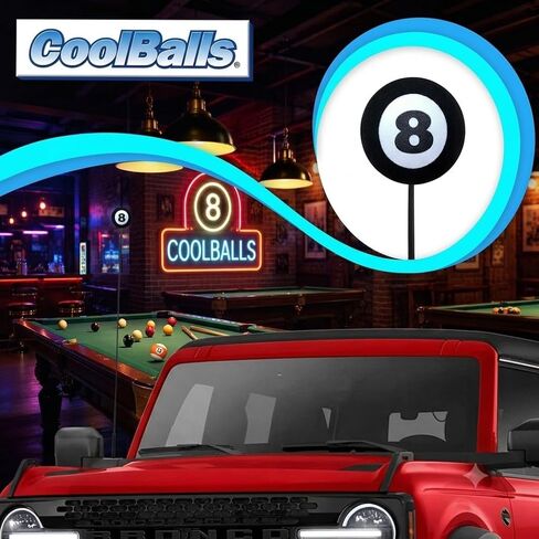 Cool 8-Ball Eight Ball Pool Billiards Antenna Ball Topper Car Accessory - Fits Thin Style Antenna in Kuwait