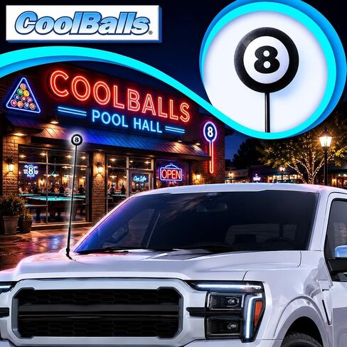 Cool 8-Ball Eight Ball Pool Billiards Antenna Ball Topper Car Accessory - Fits Thin Style Antenna in Kuwait