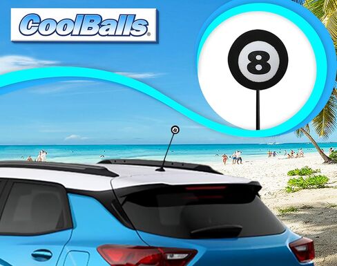 Cool 8-Ball Eight Ball Pool Billiards Antenna Ball Topper Car Accessory - Fits Thin Style Antenna in Kuwait