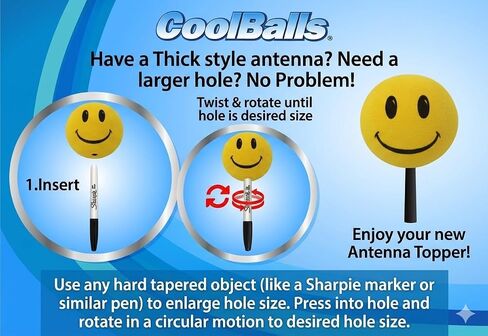 Cool 8-Ball Eight Ball Pool Billiards Antenna Ball Topper Car Accessory - Fits Thin Style Antenna in Kuwait