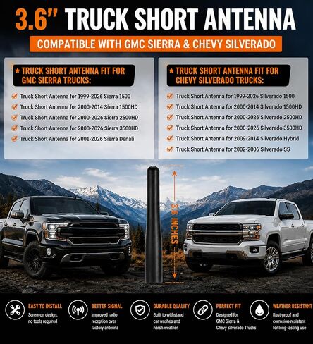 Short Antenna for Truck GMC Sierra Chevy Silverado Antenna Replacement in Kuwait