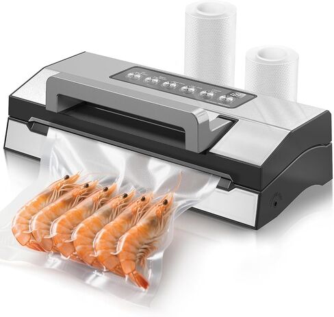 Powerful Suction Vacuum Sealer for Food, Vacapex Precision Vacuum Sealer Machine Pro, Dual Heat Seal, Dry & Moist Modes, One-Touch Operation, Built-In Cutter & Bag Storage, 2 Rolls & Hose Included in Kuwait