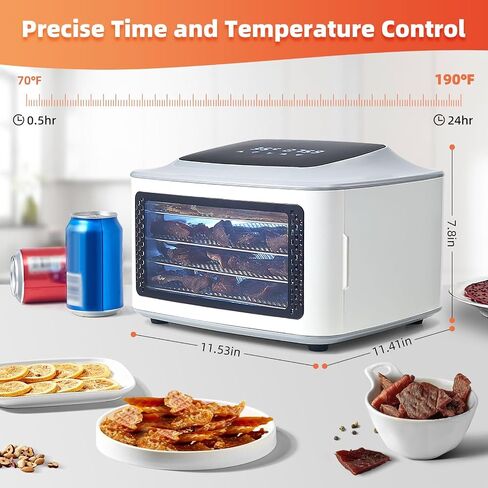 Compact Food Dehydrator, 4 Stainless Steel Trays Fresh Dryer Machine for Jerky Herbs Fruit Veggies Snacks, with Digital Timer | 190F Temperature Control, Great Size for Small Family in Kuwait
