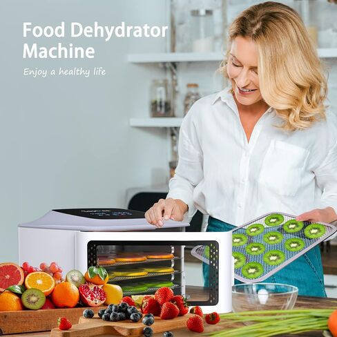 Compact Food Dehydrator, 4 Stainless Steel Trays Fresh Dryer Machine for Jerky Herbs Fruit Veggies Snacks, with Digital Timer | 190F Temperature Control, Great Size for Small Family in Kuwait