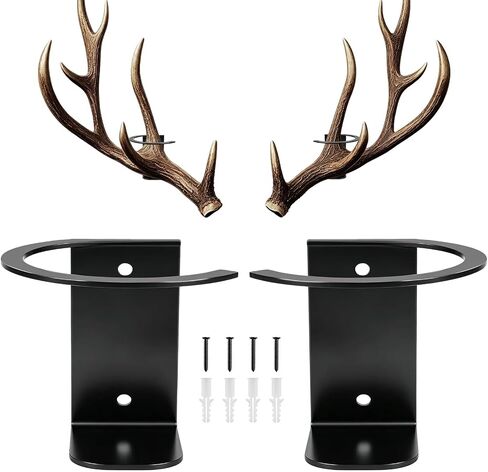 2 Pack Antler Shed Mount, Duty Metal Hanger for Elk/Moose Natural Sheds, Wall Mount Display Trophies Vertical & Horizontal Positioning Installation Perfect for Cabin and Rustic Decor in Kuwait