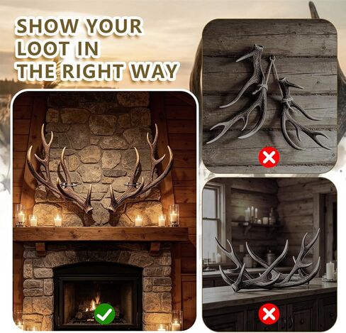 2 Pack Antler Shed Mount, Duty Metal Hanger for Elk/Moose Natural Sheds, Wall Mount Display Trophies Vertical & Horizontal Positioning Installation Perfect for Cabin and Rustic Decor in Kuwait