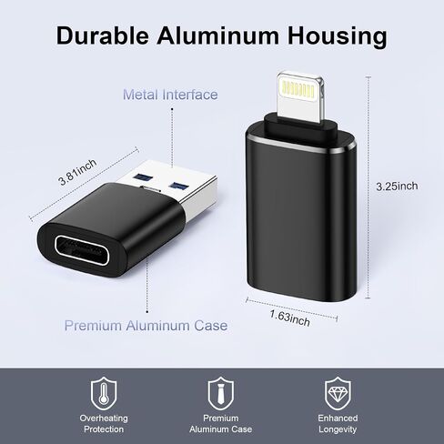 2 Pack Lightning Male to USB Female Adapter OTG &2 Pack USB to USBC Adaptor in Kuwait