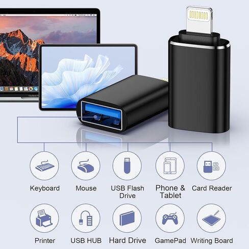 2 Pack Lightning Male to USB Female Adapter OTG &2 Pack USB to USBC Adaptor in Kuwait