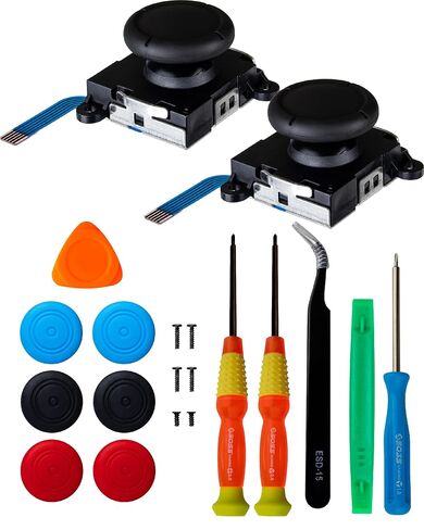 SOSS GAMING® 2024 6-Pack Joystick Thumbstick Replacement Kit for all Nintendo Switch and Switch Lite Controllers - Fix & Repair Your Analog Joy-Con Thumb Stick with all Necessary Tools Included (6) in Kuwait