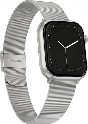 Textured Stainless Steel Mesh Strap Compatible with Apple Watch, Custom Metal Watch Band for Series 1-10 Ultra in Saudi Arabia