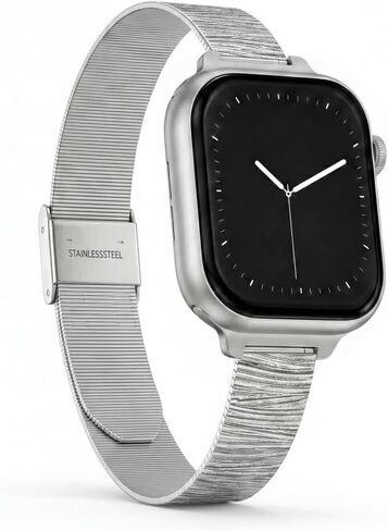 Textured Stainless Steel Mesh Strap Compatible with Apple Watch, Custom Metal Watch Band for Series 1-10 Ultra in Saudi Arabia