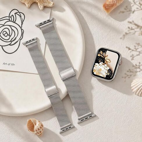 Textured Stainless Steel Mesh Strap Compatible with Apple Watch, Custom Metal Watch Band for Series 1-10 Ultra in Saudi Arabia