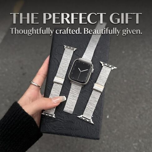 Textured Stainless Steel Mesh Strap Compatible with Apple Watch, Custom Metal Watch Band for Series 1-10 Ultra in Saudi Arabia