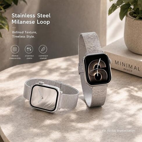 Textured Stainless Steel Mesh Strap Compatible with Apple Watch, Custom Metal Watch Band for Series 1-10 Ultra in Saudi Arabia