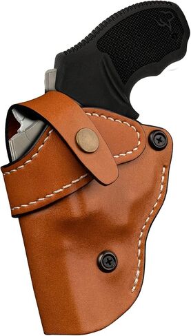 Premium OWB Leather Holster for Most .38 Special & J Frame Revolvers for Taurus 327/380/856/85, S&W 637/442/640/642, Ruger LCR/SP101, Kimber 6S, Rossi Model 68, Fit 2" - 2.25", Brown, Right/Left in Kuwait