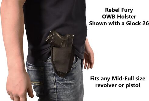 Gun Hip Holster Concealed Carry Outside Waistband OWB compatible with Glock 17 19 21 26 27 30 42 43 Ruger SP101 SR9 1911 Smith & Wesson Shield Compact Full Pistol Revolver and many more in Kuwait