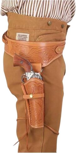 Wild West Gun Holster with Belt .22 .35/357 .44/45 Caliber Old Western Cowboy Hand Tooled Pistol Revolver Holder Fit for 6''-9'' Barrel in Saudi Arabia