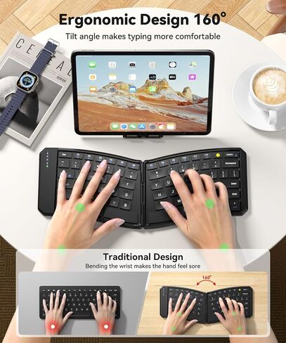 Ergonomic Foldable Keyboard, 3-Device Dual Mode 2.4G & Bluetooth in Kuwait