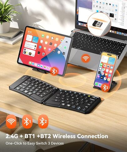 Ergonomic Foldable Keyboard, 3-Device Dual Mode 2.4G & Bluetooth in Kuwait