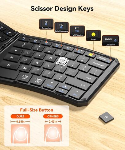 Ergonomic Foldable Keyboard, 3-Device Dual Mode 2.4G & Bluetooth in Kuwait
