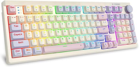 E-YOOSO 96% Wireless Mechanical Keyboard Creamy, RGB Backlit, White Pink in Kuwait