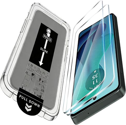 [Auto-Dust Removal] 2 Pack for Motorola Moto G (2026/2025) /G play 2026 Screen Protector 9H Hardness Military Grade Shatterproof HD Tempered Glass Easy Installation in Kuwait