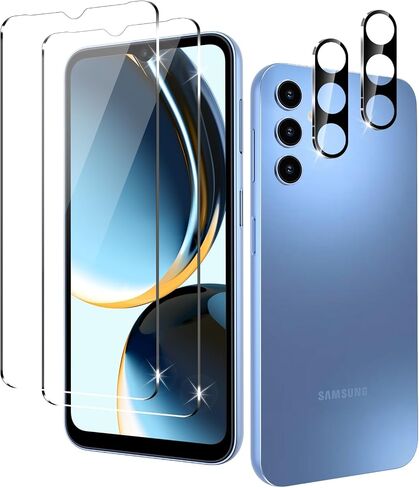 2+2 Pack for Samsung Galaxy A37 5G Screen Protector & Camera Lens Protector, Ultra HD Tempered Glass with Easy Installation Frame, Anti-Fingerprint, Anti-Scratch, Case Friendly, Bubble Free in Kuwait