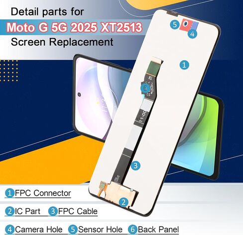 for Motorola Moto G 5G 2025 Screen Replacement for Moto G 5G 2025 6.7" XT2513-1 XT2513-2 XT2513V Incell LCD Display Touch Screen Digitizer Assembly Replacement (Black) in Kuwait