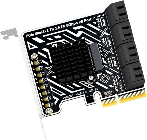 PCIE3.0 to 8 Port SATA3.0 6Gbps Adapter Card, Half Height in Saudi Arabia