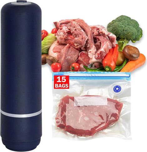 Portable food vacuum sealer,Handheld Vacuum Sealer, Compact Food Storage System, 15 Reusable Sous Vide Bags, for Kitchen, Home, BBQ, Travel& Storage in Kuwait
