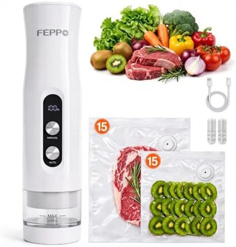 FEPPO Compact Vacuum Sealer + 30 Reusable Vacuum Bags(15M+15L) in Kuwait