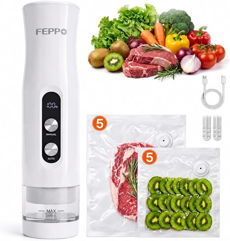FEPPO Compact Vacuum Sealer + 30 Reusable Vacuum Bags(15M+15L) in Kuwait