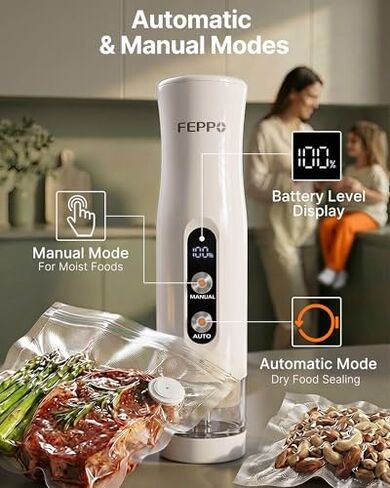FEPPO Compact Vacuum Sealer + 30 Reusable Vacuum Bags(15M+15L) in Kuwait