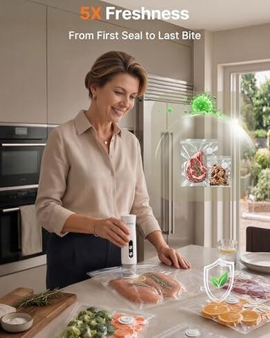 FEPPO Compact Vacuum Sealer + 30 Reusable Vacuum Bags(15M+15L) in Kuwait
