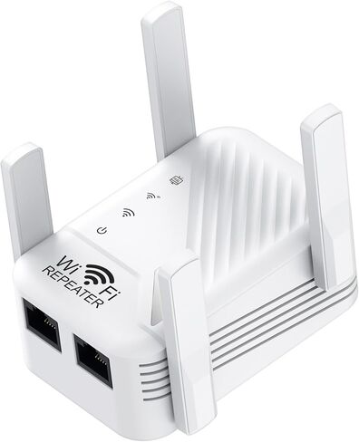 WiFi Extender Signal Booster for Home, Dual Band AC1200 WiFi Range Extender with 4 High-Gain Antennas, Internet Booster, Access Point Mode, 2 Ethernet Ports, WPA/WPA2 Secure Plug and Play in Kuwait