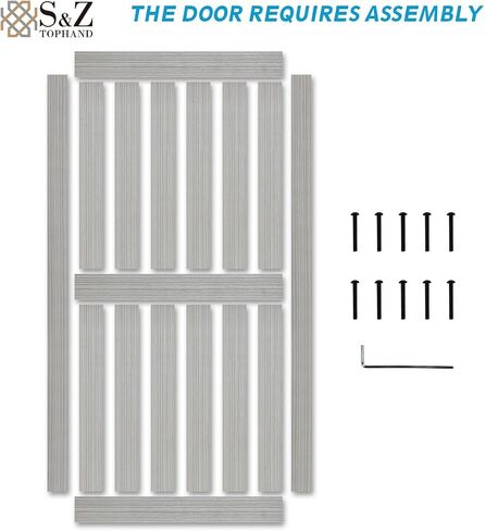 S&Z TOPHAND® 30in x 84in MDF Elephant Gray Barn Door with 5FT Sliding Door Hardware Kit, Solid Barn Door Slab Covered with Water-Proof PVC Surface, Simple Assembly is Required in Kuwait