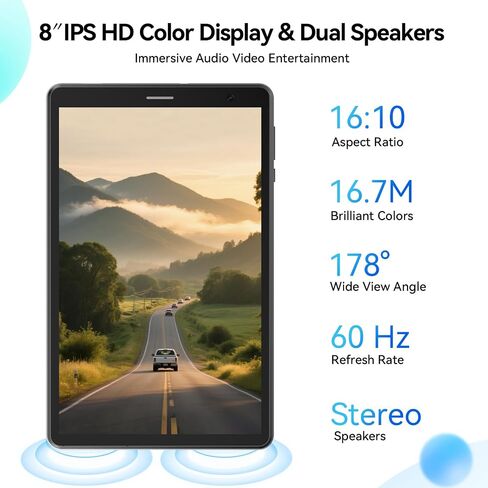 Topsand 8 Inch Tablet Android 15 Tablet with Sim Card Slot Uncloked Cellular Phone with 4G LTE Octa Core 12GB RAM 64GB ROM 2TB TF Expandable Tableta with Case in Kuwait