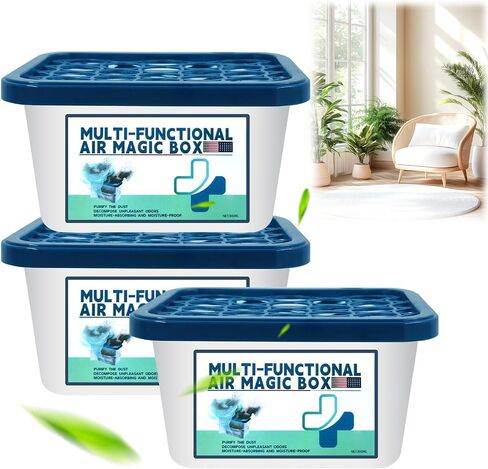 Multi-Functional Air Magic Box,Automatic Dust Collection Purifies,Air Purification Dust Removal Mic Box,for car, Bedroom, New House, Office, Closet, Automatic Dust-Sucking (3PCS) in Kuwait