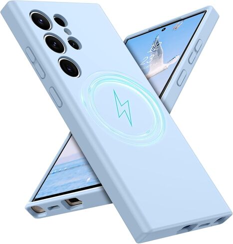 GUAGUA for Samsung Galaxy S24 Ultra Silicone Case, Compatible with Magsafe Soft Gel Rubber Slim Microfiber Lining Cushion Texture Cover Shockproof Protective Phone Case for Galaxy S24 Ultra 6.8",Stone in Kuwait