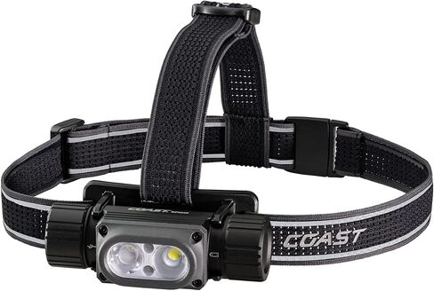Coast WPH34R 2000 Lumen Waterproof Ultra Bright IP68 USB Rechargeable-Dual Power Headlamp, 6 Modes with Spot and Flood Beams, Black/Grey in Kuwait