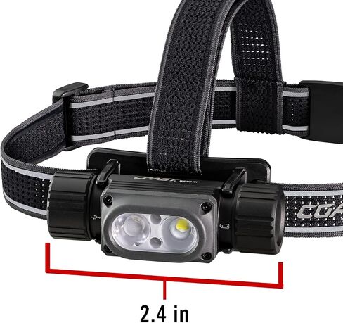 Coast WPH34R 2000 Lumen Waterproof Ultra Bright IP68 USB Rechargeable-Dual Power Headlamp, 6 Modes with Spot and Flood Beams, Black/Grey in Kuwait